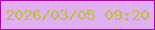文字の大きさ：2、枠の色：ab04a6、背景の色：dfb0f1、文字の色：bec12d 無料ブログパーツのブログ時計