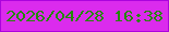 文字の大きさ：4、枠の色：ab04dd、背景の色：db2bed、文字の色：258807 無料ブログパーツのブログ時計