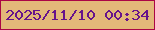 文字の大きさ：2、枠の色：ab0545、背景の色：e3b879、文字の色：67138b 無料ブログパーツのブログ時計