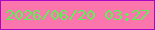 文字の大きさ：4、枠の色：ab05c6、背景の色：fb76ac、文字の色：58f454 無料ブログパーツのブログ時計