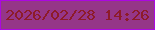 文字の大きさ：2、枠の色：ab08e1、背景の色：953688、文字の色：8d1b29 無料ブログパーツのブログ時計