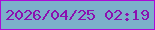 文字の大きさ：4、枠の色：ab0bd6、背景の色：7cb0ca、文字の色：8b11b0 無料ブログパーツのブログ時計