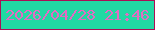 文字の大きさ：5、枠の色：ab0f55、背景の色：21d9a3、文字の色：e26bc3 無料ブログパーツのブログ時計
