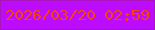 文字の大きさ：1、枠の色：ab13be、背景の色：bb0cfb、文字の色：f8420b 無料ブログパーツのブログ時計
