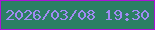 文字の大きさ：5、枠の色：ab13d6、背景の色：2b7f64、文字の色：a08bf3 無料ブログパーツのブログ時計