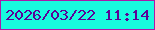 文字の大きさ：5、枠の色：ab19a9、背景の色：17fbde、文字の色：5b0297 無料ブログパーツのブログ時計