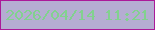 文字の大きさ：5、枠の色：ab1a99、背景の色：b5add2、文字の色：82d18f 無料ブログパーツのブログ時計