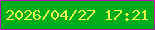 文字の大きさ：4、枠の色：ab1cae、背景の色：02ad1b、文字の色：def750 無料ブログパーツのブログ時計