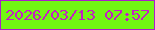 文字の大きさ：2、枠の色：ab1eca、背景の色：71f713、文字の色：c41ec5 無料ブログパーツのブログ時計