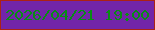 文字の大きさ：1、枠の色：ab2215、背景の色：7225a9、文字の色：088d15 無料ブログパーツのブログ時計