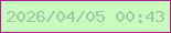 文字の大きさ：4、枠の色：ab228f、背景の色：c8fbbd、文字の色：9ec7a2 無料ブログパーツのブログ時計