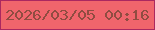 文字の大きさ：2、枠の色：ab2860、背景の色：f0656c、文字の色：904c41 無料ブログパーツのブログ時計