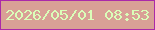 文字の大きさ：1、枠の色：ab29a9、背景の色：d9a096、文字の色：dafeb9 無料ブログパーツのブログ時計