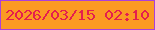 文字の大きさ：5、枠の色：ab40d9、背景の色：fb9a23、文字の色：e41f4e 無料ブログパーツのブログ時計