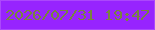 文字の大きさ：5、枠の色：ab48fb、背景の色：9724fe、文字の色：78843f 無料ブログパーツのブログ時計