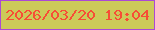 文字の大きさ：1、枠の色：ab49d5、背景の色：ccca59、文字の色：f74d36 無料ブログパーツのブログ時計