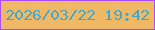 文字の大きさ：1、枠の色：ab4cf2、背景の色：eeb864、文字の色：47a7cb 無料ブログパーツのブログ時計