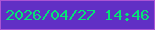 文字の大きさ：5、枠の色：ab53d4、背景の色：612fc5、文字の色：06e377 無料ブログパーツのブログ時計