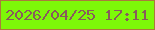 文字の大きさ：3、枠の色：ab7a3b、背景の色：7df808、文字の色：885b5c 無料ブログパーツのブログ時計