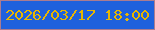 文字の大きさ：3、枠の色：ab7c90、背景の色：1f61dd、文字の色：e8b602 無料ブログパーツのブログ時計
