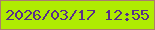 文字の大きさ：3、枠の色：ab7e6c、背景の色：afec02、文字の色：592e8a 無料ブログパーツのブログ時計