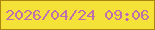 文字の大きさ：4、枠の色：ab830f、背景の色：f5e239、文字の色：bf6fad 無料ブログパーツのブログ時計