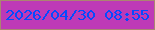 文字の大きさ：5、枠の色：ab8571、背景の色：be3ab7、文字の色：054bfe 無料ブログパーツのブログ時計