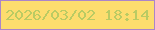 文字の大きさ：5、枠の色：ab85c9、背景の色：fddd6e、文字の色：bacb63 無料ブログパーツのブログ時計