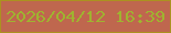 文字の大きさ：3、枠の色：ab9120、背景の色：bf674e、文字の色：9fb330 無料ブログパーツのブログ時計