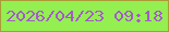 文字の大きさ：2、枠の色：ab9a38、背景の色：94ef51、文字の色：a45acb 無料ブログパーツのブログ時計