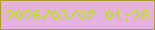 文字の大きさ：5、枠の色：ab9e2d、背景の色：e5b2e0、文字の色：b8e70c 無料ブログパーツのブログ時計