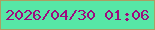 文字の大きさ：5、枠の色：ab9f62、背景の色：57e7a6、文字の色：9e0a7f 無料ブログパーツのブログ時計