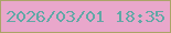 文字の大きさ：1、枠の色：aba467、背景の色：e9a7cb、文字の色：60a8a6 無料ブログパーツのブログ時計