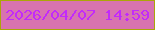文字の大きさ：4、枠の色：aba609、背景の色：d873b0、文字の色：c22bfa 無料ブログパーツのブログ時計