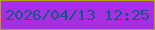 文字の大きさ：5、枠の色：aba613、背景の色：a72ee2、文字の色：0e5a85 無料ブログパーツのブログ時計
