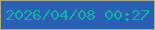 文字の大きさ：2、枠の色：abac7e、背景の色：2a5fb5、文字の色：11b3a2 無料ブログパーツのブログ時計