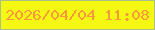 文字の大きさ：4、枠の色：abc086、背景の色：f5f812、文字の色：f8993b 無料ブログパーツのブログ時計