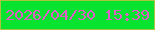 文字の大きさ：5、枠の色：abc43f、背景の色：08e330、文字の色：e05fc6 無料ブログパーツのブログ時計