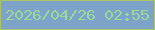 文字の大きさ：1、枠の色：abc462、背景の色：7ea3c9、文字の色：9bd99b 無料ブログパーツのブログ時計