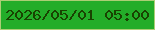 文字の大きさ：1、枠の色：abce75、背景の色：23ad29、文字の色：194301 無料ブログパーツのブログ時計