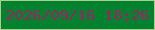 文字の大きさ：4、枠の色：abce8d、背景の色：02812e、文字の色：972563 無料ブログパーツのブログ時計
