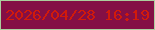 文字の大きさ：5、枠の色：abce9d、背景の色：840f45、文字の色：d11a0b 無料ブログパーツのブログ時計