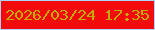 文字の大きさ：5、枠の色：abd4ff、背景の色：f20b0a、文字の色：c3a909 無料ブログパーツのブログ時計