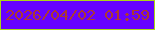 文字の大きさ：3、枠の色：abd615、背景の色：6701ff、文字の色：ab3a31 無料ブログパーツのブログ時計