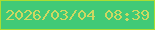 文字の大きさ：5、枠の色：abdd32、背景の色：41ca77、文字の色：cdd862 無料ブログパーツのブログ時計