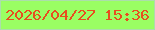 文字の大きさ：2、枠の色：abdeab、背景の色：9afe63、文字の色：e84e1f 無料ブログパーツのブログ時計