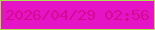 文字の大きさ：4、枠の色：abe04f、背景の色：e514c7、文字の色：d6098f 無料ブログパーツのブログ時計