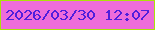 文字の大きさ：1、枠の色：abe209、背景の色：ee6cda、文字の色：501edc 無料ブログパーツのブログ時計