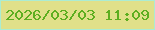 文字の大きさ：1、枠の色：abecd3、背景の色：e0e08a、文字の色：5dae20 無料ブログパーツのブログ時計