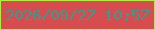 文字の大きさ：4、枠の色：abf03d、背景の色：d74d4f、文字の色：339d8e 無料ブログパーツのブログ時計